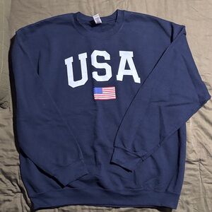 Pink Lily Gildan Navy USA Flag Women's Sweatshirt